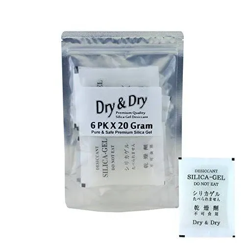 Dry & Dry 20 Gram [5 Packets] Silica Gel Packets Desiccants, Silica Packets - Rechargeable Silica Gel Packs, Moisture Absorbers, Desiccants Packets, Silica Gel