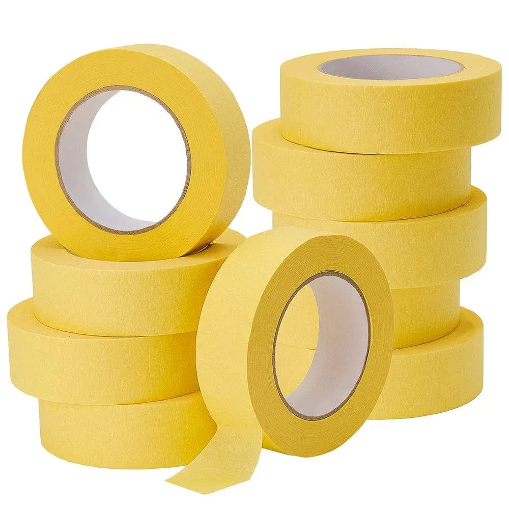 Lichamp 10Pack Automotive Refinish Masking Tape Yellow 36mm x 55m Cars Vehicles Auto Body Paint Tape Automotive Painters Tape