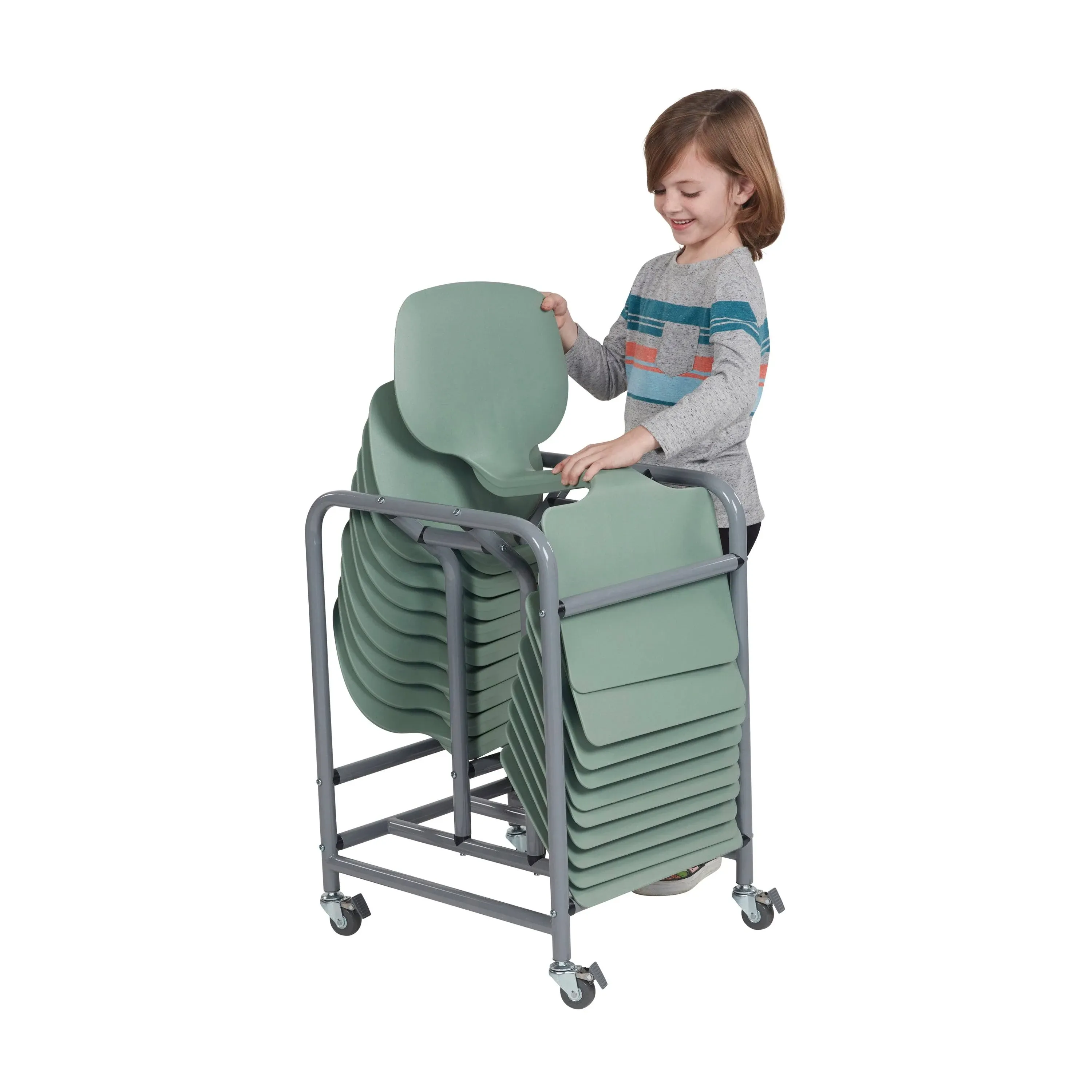 ECR4Kids The Surf Storage Rack, Stores 10 Portable Lap Desks, Flexible Seating, Silver