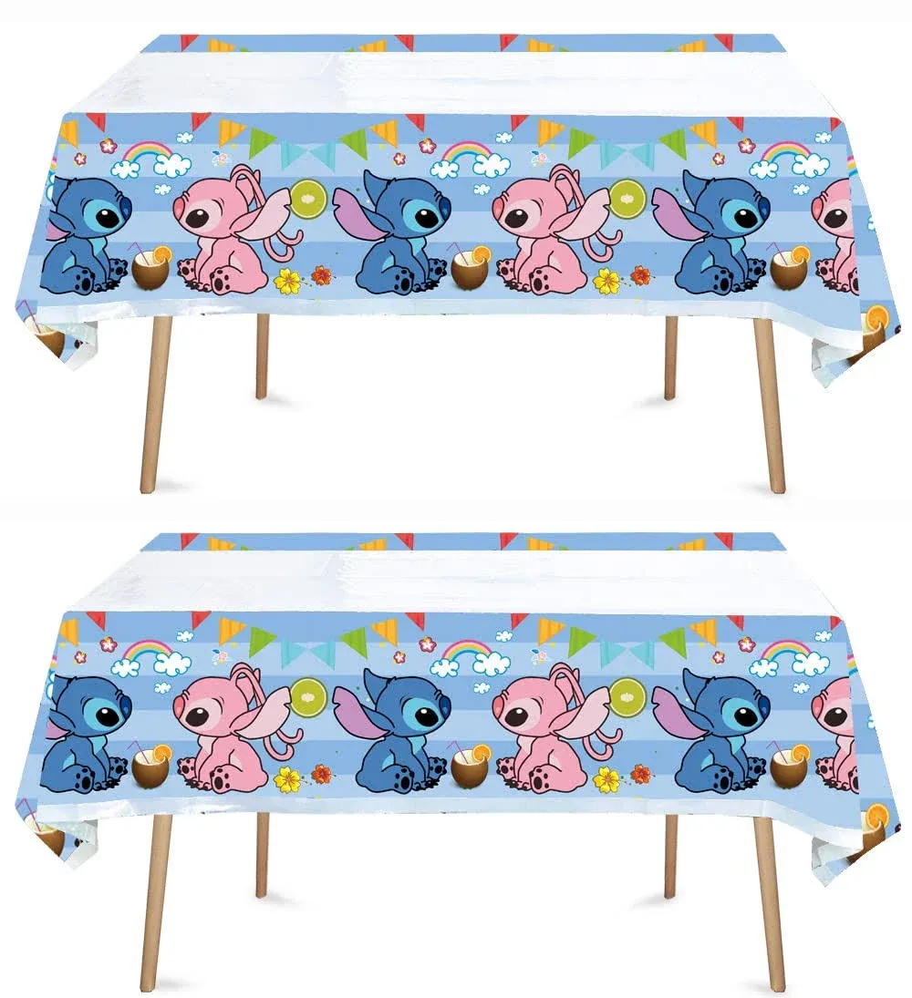 BELLOSY 2pcs Stitch Birthday Party Tablecloth Table Cover,Stitch Birthday Supplies Decorations (70'' x 42'') (1)