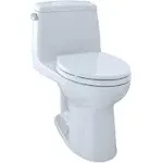 TOTO Eco Ultramax Cotton White Elongated Standard Height WaterSense Soft Close Toilet 12-in Rough-In 1.28-GPF