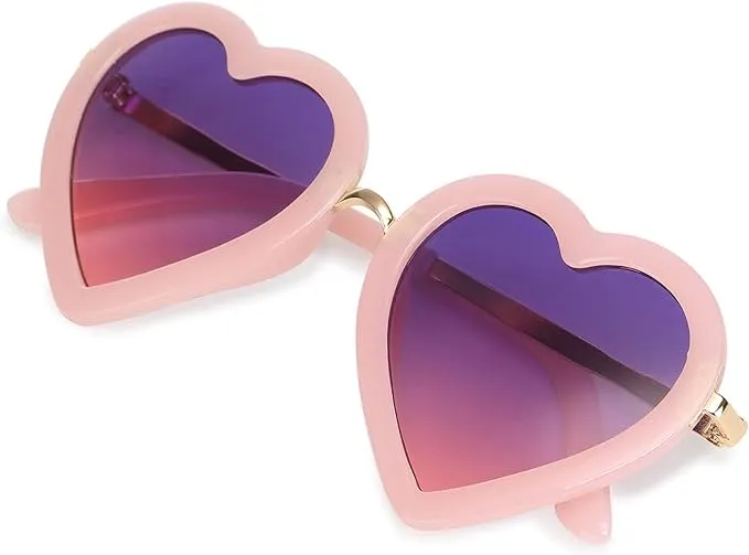 mibasies Kids Heart Shaped Sunglasses for Toddler Girls Age 3-10, UV 400 Protection