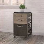 Refinery 3 Drawer Mobile File Cabinet in Rustic Gray - Engineered Wood