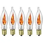 Flame Light Bulb,Flame Shaped, Dances with Flickering Orange Glow-Box of 5 Bulbs