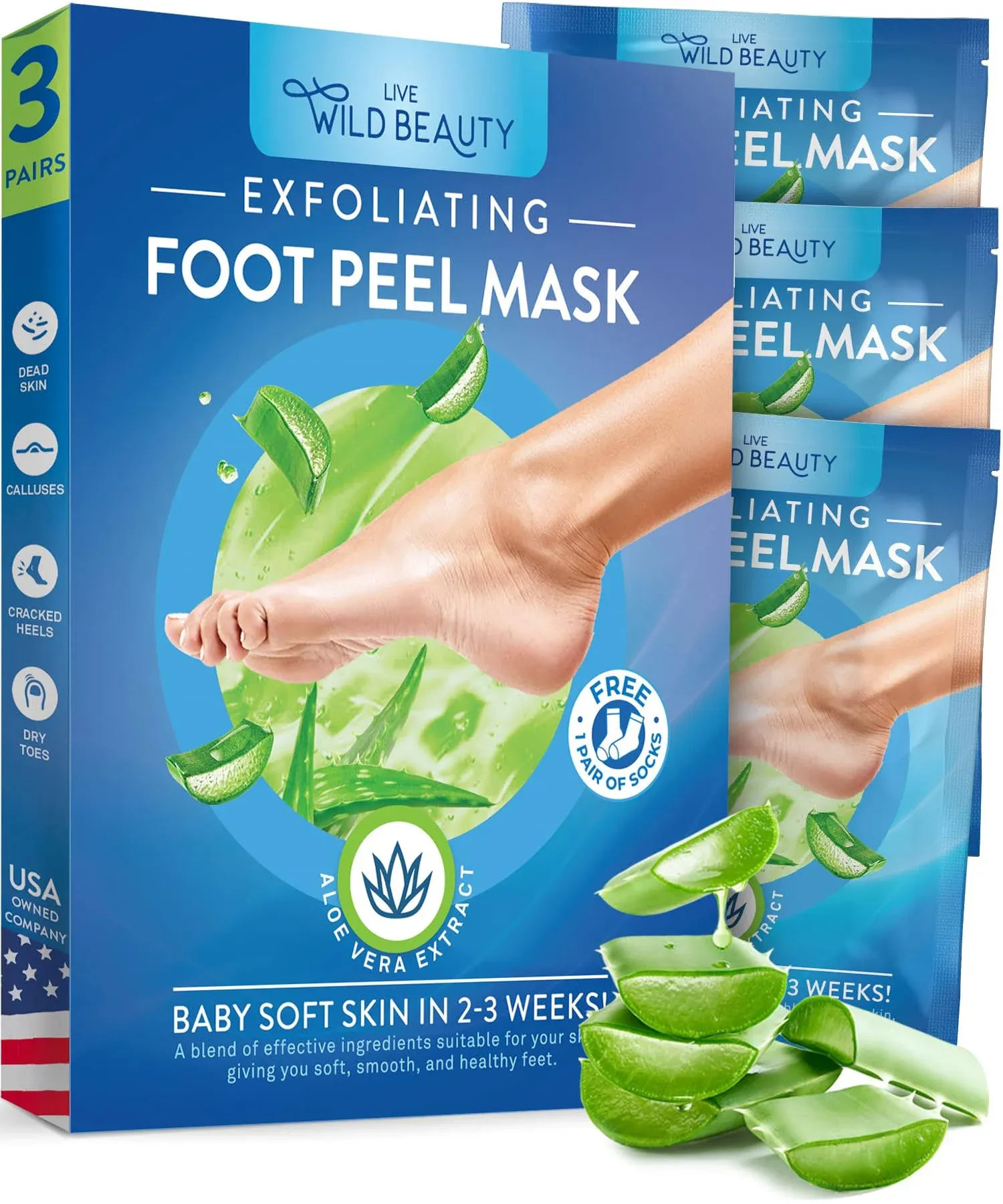 Foot Peel Mask 3 Pairs Moisturizes Dry Cracked Feet Peeling Mask Softener ...