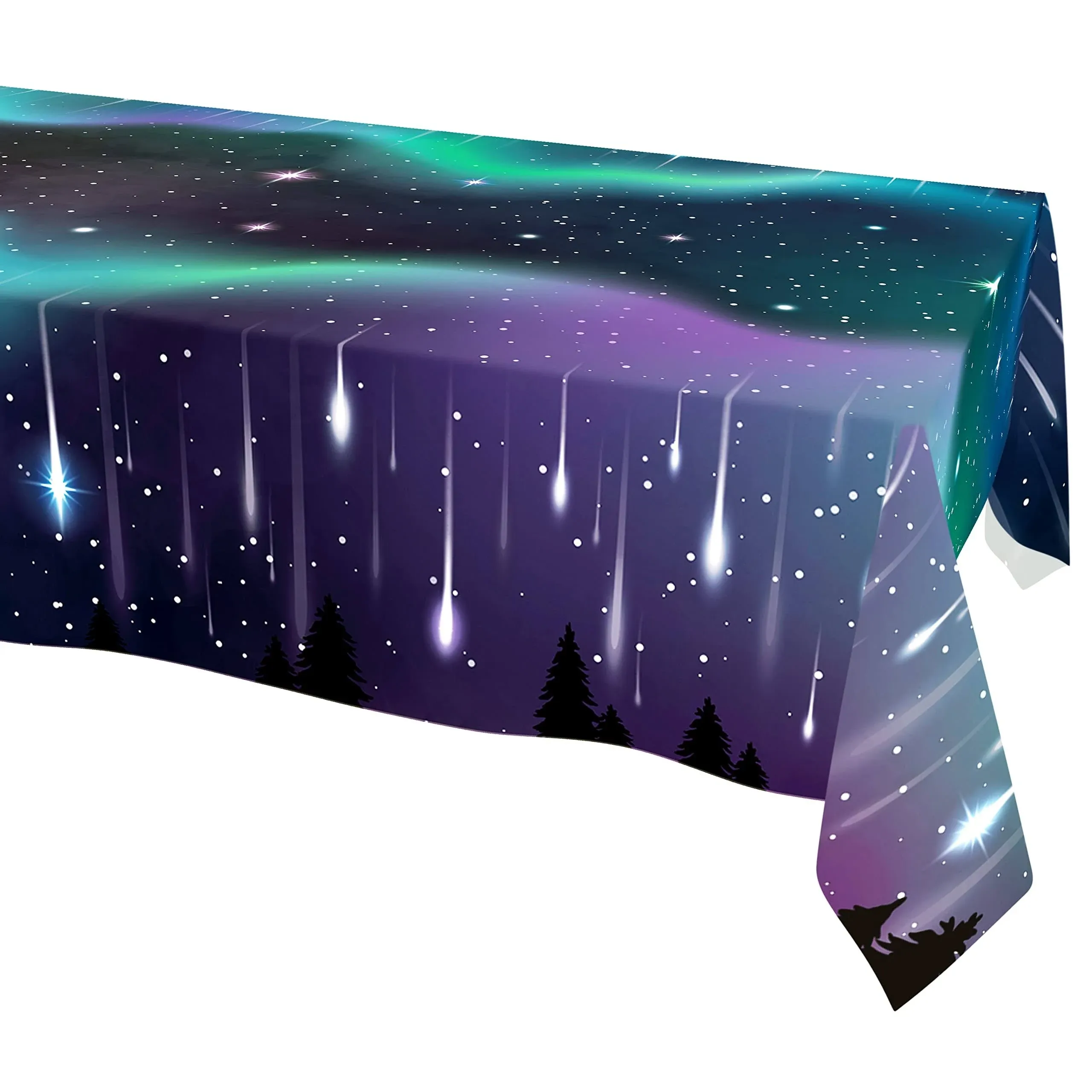 9x5Ft Galaxy Aurora Shooting Star PartyTablecloths Starry Night Tablecovers Twinkle Star Celestial Outer Space Celestial Meteor Theme Decoration for Birthday Wedding Baby Shower Party Supplies