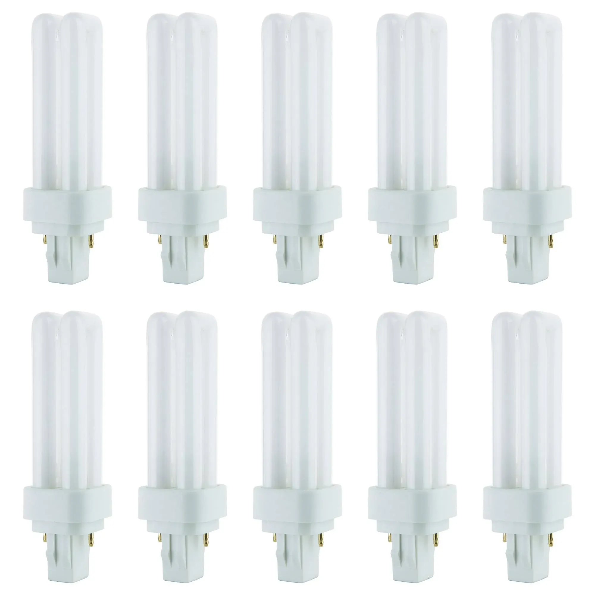 Sunlite 40540 PLD13/SP35K/10PK Double Twin Tube Compact Fluorescent Lamp, PLD 2-Pin, 13 Watts, 660 Lumens, 3500K Neutral White, 2-Pin (GX23-2) Base, 10 Pack