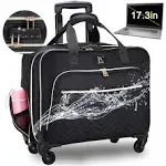  Rolling Laptop Bag with 4 Spinner Wheels, 17.3 Inch &amp; TSA Lock Large Black