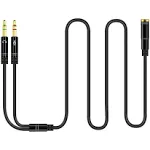 Headphone Splitter for Computer 3.5mm Female to 2 Dual 3.5mm Male Headphone Mic Audio Y Splitter Cable Smartphone Headset to PC Adapter(100CM, Black)