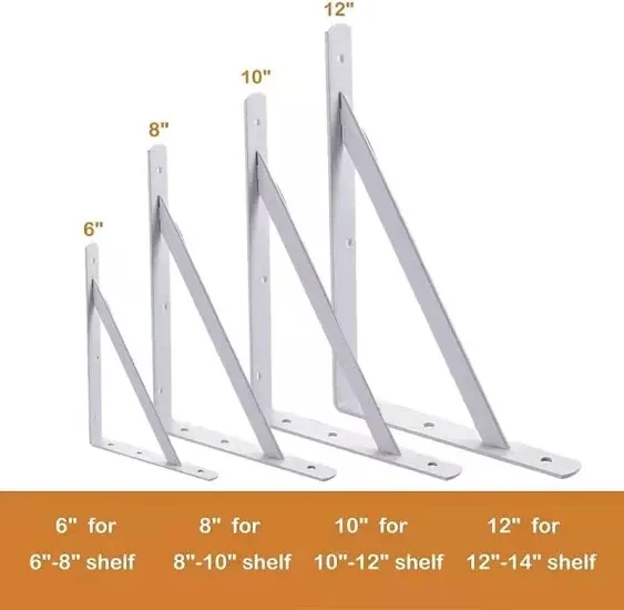 Shelf Brackets,  6 Pack Heavy Duty L Shelf Brackets, 90 Degree 10 Inch White