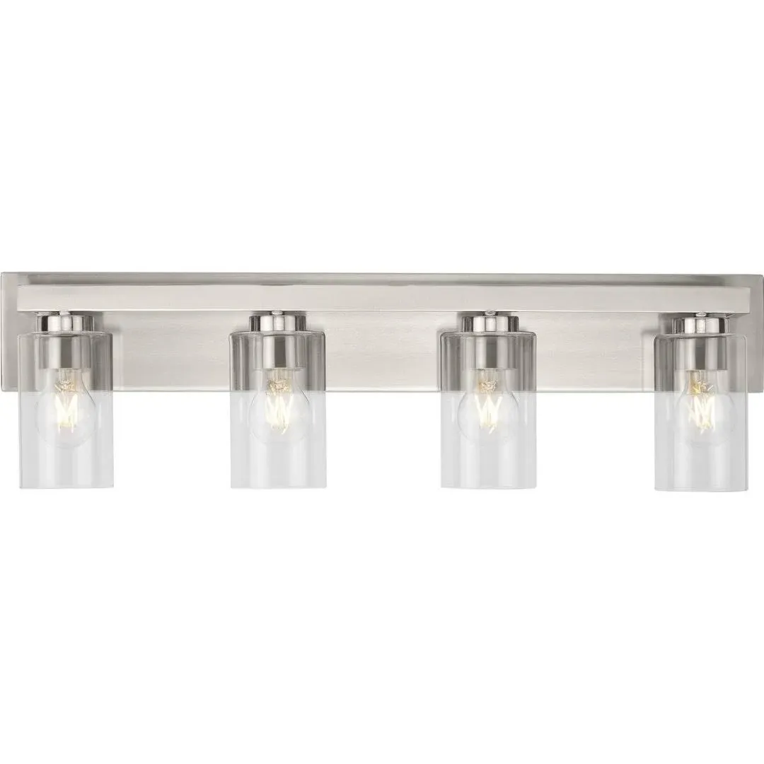 Progress Lighting Goodwin Collection 29.25 in. 4-Light Brushed Nickel Modern Vanity Light with Clear Glass for Bathroom