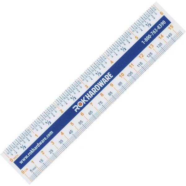 Rok Hardware Measuring Plastic Flexi 6&#034; Easy Read English Metric 150 MM RULER