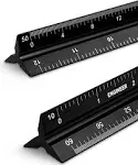 Engineer Scale Ruler 2 Pack 12-Inch Triangular Ruler Metal Engineer 2 Packs