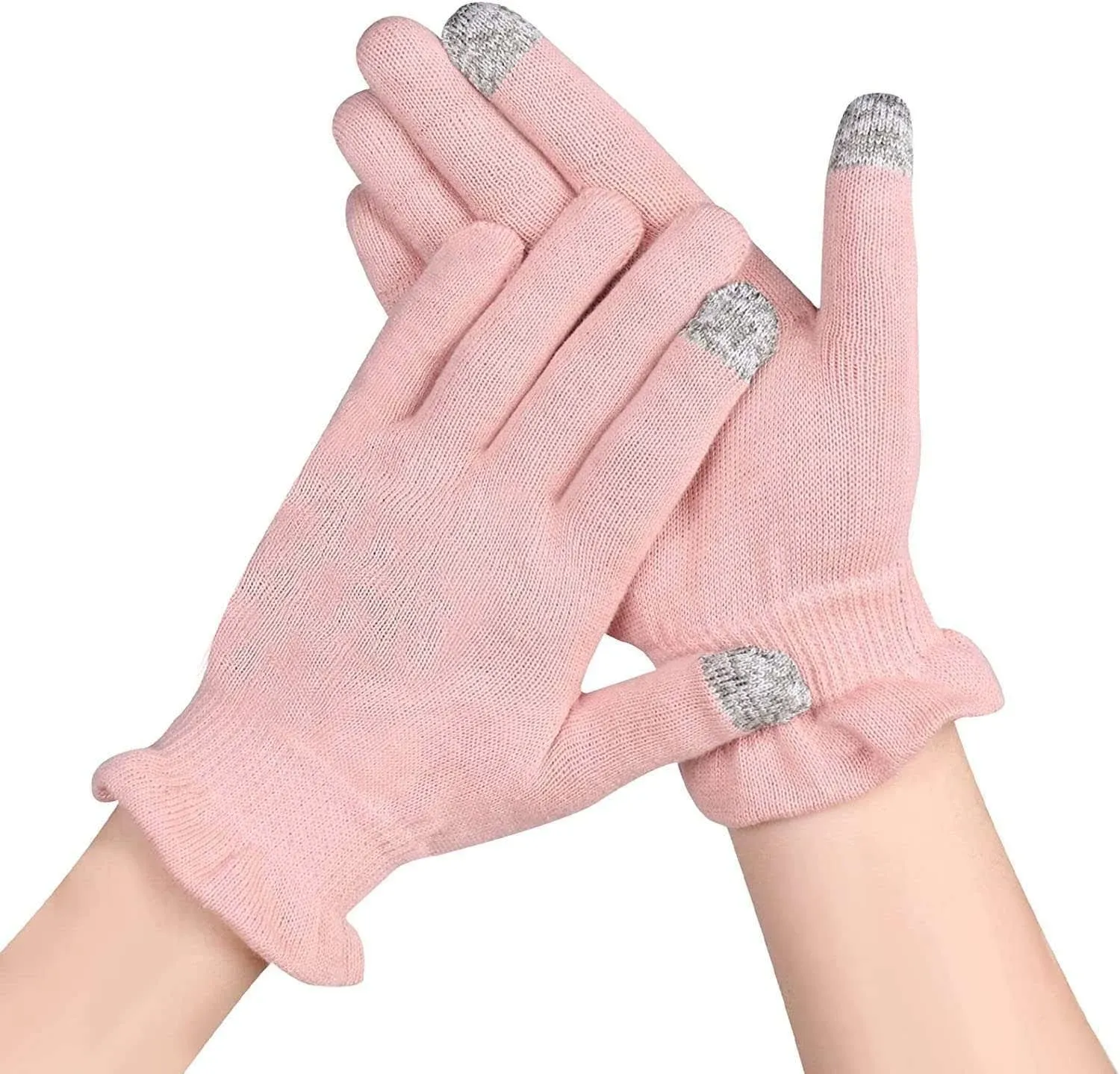 Donfri 2 Pairs Cotton Moisturizing Gloves Overnight Touchscreen Fingers for SPA Dry Hands Hand Care Day and Night Moisturizing (Medium-Pink)