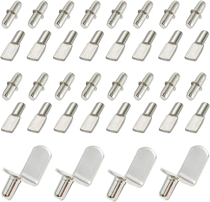 60 Pieces Shelf Bracket Pegs Stainless Steel Shelf Pins Support, Nickel Plated Shelf Pins, 3 Styles