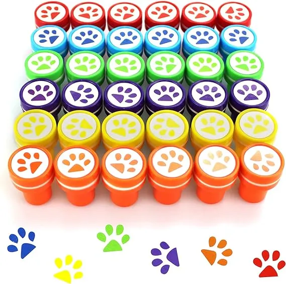 Dog Paw Stamp for Kid,36pc Paw Print Stampers Self Inking Stamps Teacher Paw Party Favors and Paw Birthday Decorations Assorted Stamp Set for Classroom Party Educational Learning Activities patrol