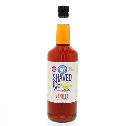 Vanilla Shaved Ice and Snow Cone Flavor Concentrate Quart Size (32 fl oz)