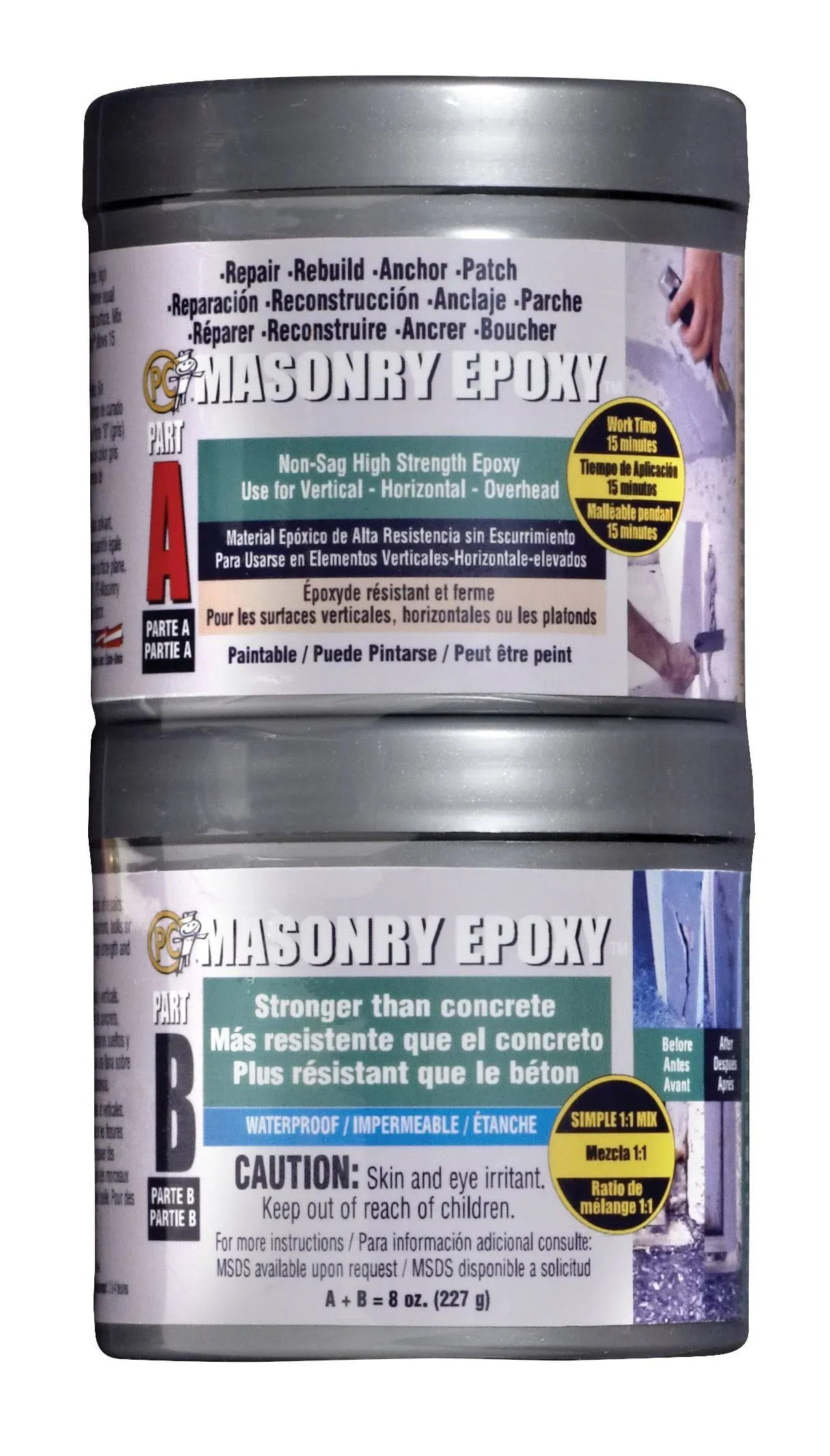 PC Products Pc-Masonry Epoxy Adhesive Paste, Two-Part Repair, 8 Oz in Two Can...