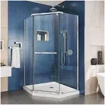 DreamLine Prism 36 in. x 74 3/4 in. Frameless Pivot Shower Enclosure, Chrome with White Base Kit