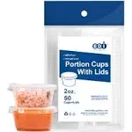 Edi Clear Plastic Disposable Portion Cups Souffle Cup with Lids 50 2 oz