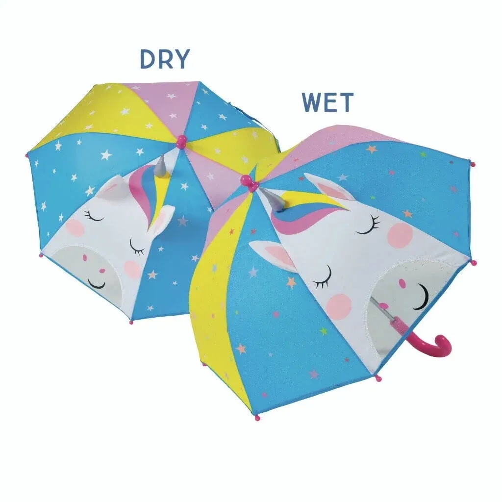 Floss & Rock 43P6406 Rainbow Unicorn Color Changing 3D Kids Umbrella, 22.05-inch Height