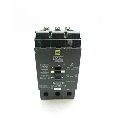 SCHNEIDER ELECTRIC EDB34030 Miniature Circuit Breaker 480Y/277-Volt 30-Amp Electrical Box, Black