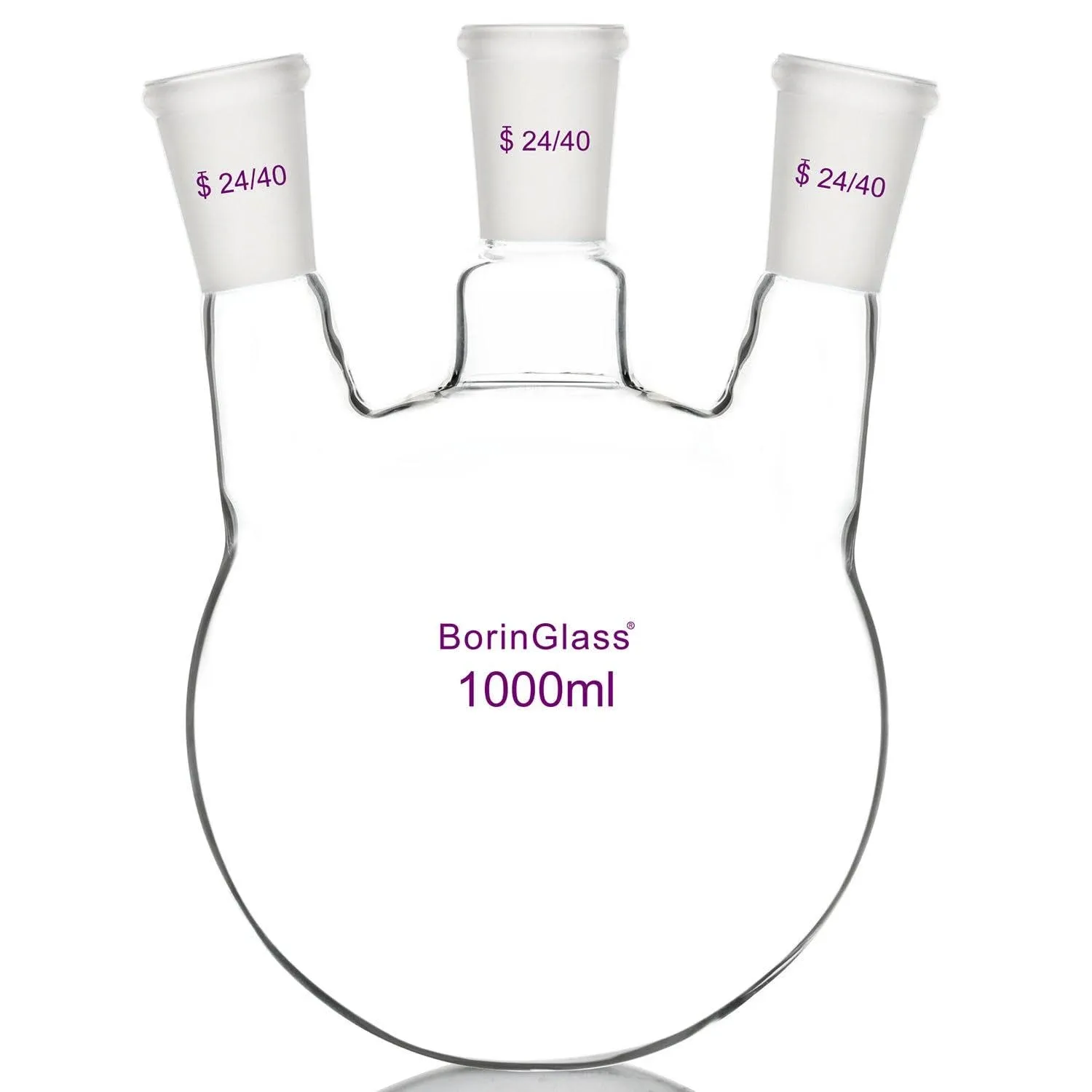 Glass 1000Ml 3 Neck round Bottom Flask RBF, with 24/40 Center and Side Standard 