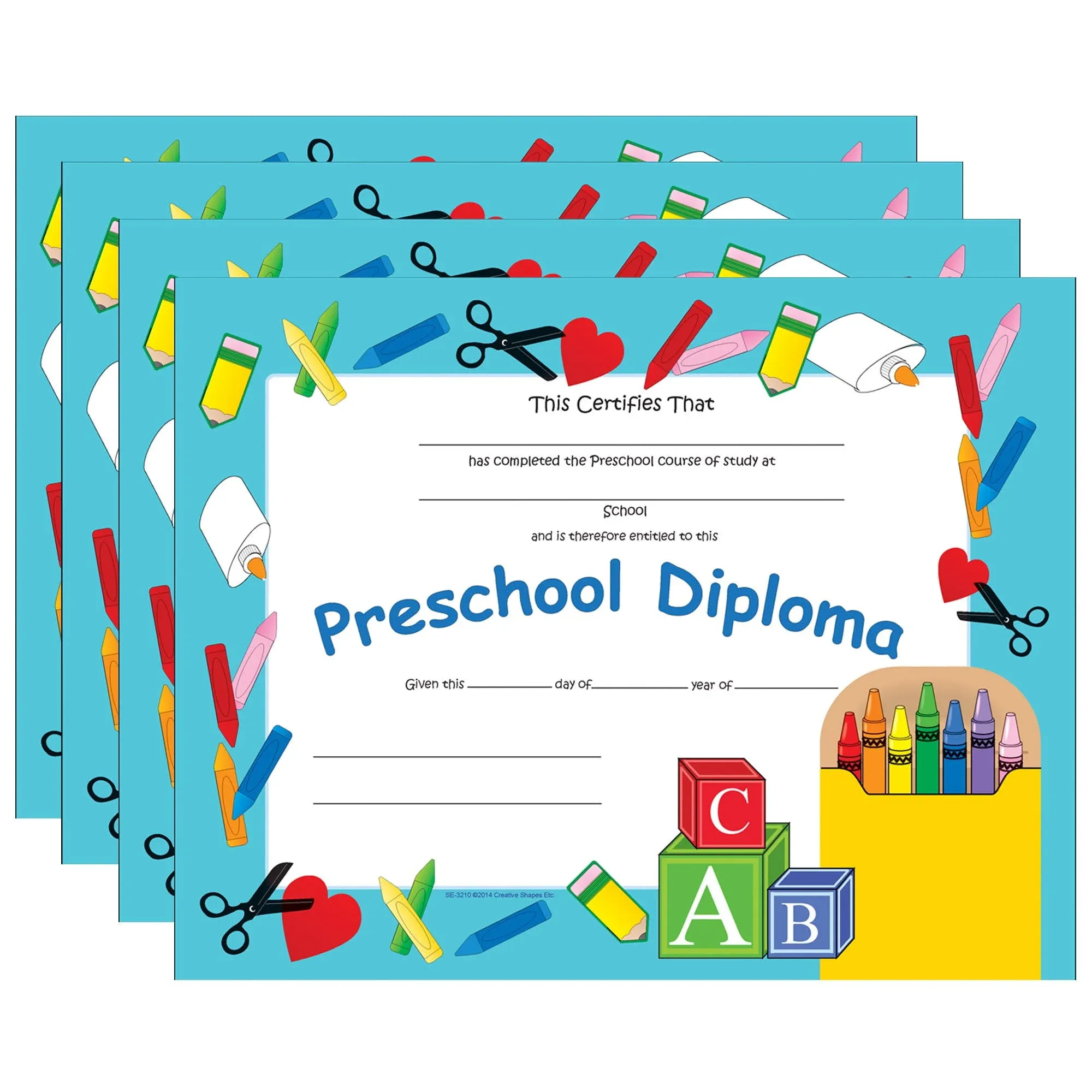 30pcs Preschool Diploma Recognition Certificates 11inx8.5in Colorful Award Certificate Paper for Kids Student Graduations Moving Up Ceremonies Achievement Days Banquets Academic Competitions USA Made