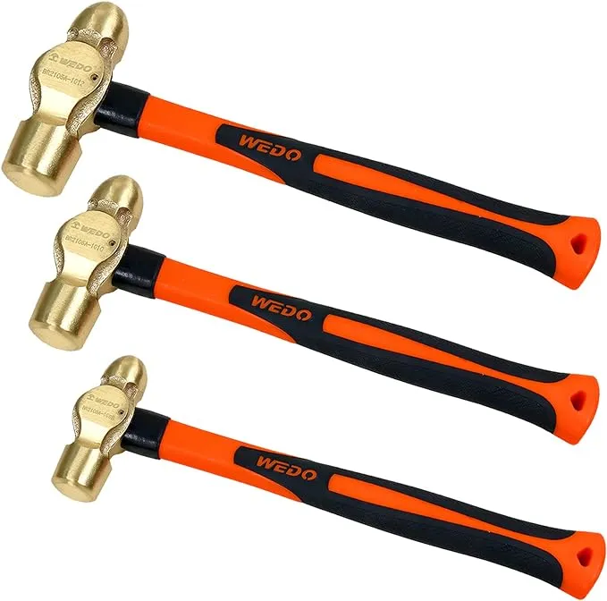 Wedo Brass Ball Peen Hammer with Fiberglass Handle,Ball Pein Hammer, 3/4lb, 280mm, 11"