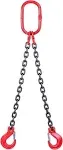 Chain Sling 2/5Inch X 5 Ft 4410lb Double Leg with Sling Hooks Chain Slings Adjusters Grade 80Alloy Steel Engine Chain Hoist Lifts【2 Ton】