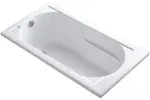 KOHLER K-1184-0 Devonshire 60 In. x 32 In. Drop-In Bath with Reversible Drain, White