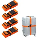 baiguohui Luggage-Straps Suitcases-Belt TSA Approved - Adjustable 86 inch with Quick-Release Buckle and Organized Belt Travel Accessories (Orange 4 Pack)