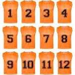 12 pcs Duramesh Pinnies/Scrimmage Vest - Kids Youth and Adult Pinnies, Numbered Penny Jerseys for Soccer