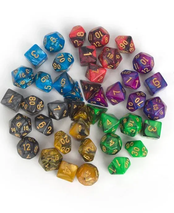 Fannyc 42pcs/6 x 7 Polyhedral Dice Double-color Set for Role Playing for DND RPG ...