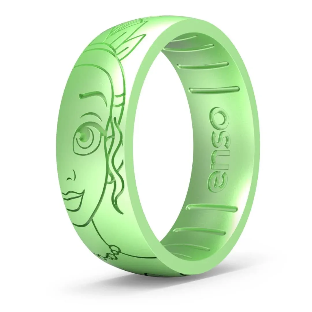 Enso Rings Disney Princess Etched Silicone Rings - Comfortable and Flexible Design - 8mm Wide, 216 Thick - Tiana - 8