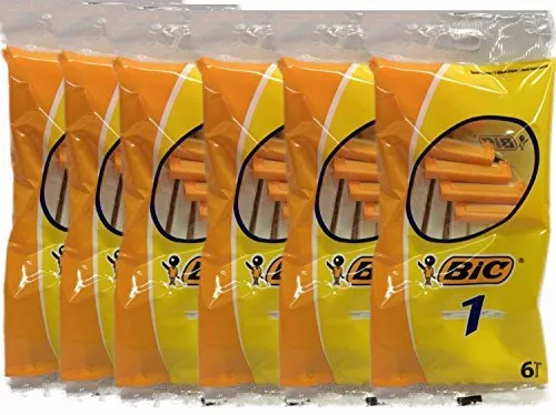 Bic Disposable Razor Shavers Normal Single Blade 6-Count (Pack of 12)