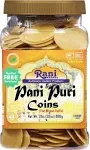 Rani Pani Puri Coins (Uncooked, Microwaveable Wheat Semolina Coins) 32oz (2lbs) 908g w/Pani Puri Masala (14-Spice Blend for Indian Spicy Water) 1.75oz (50g) ~ All Natural | Vegan | NON-GMO | Kosher