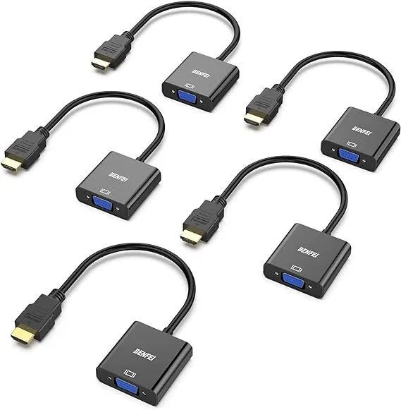 BENFEI HDMI to Vga, 5 Pack, Gold-Plated HDMI to VGA Adapter (Male to Female) for ...