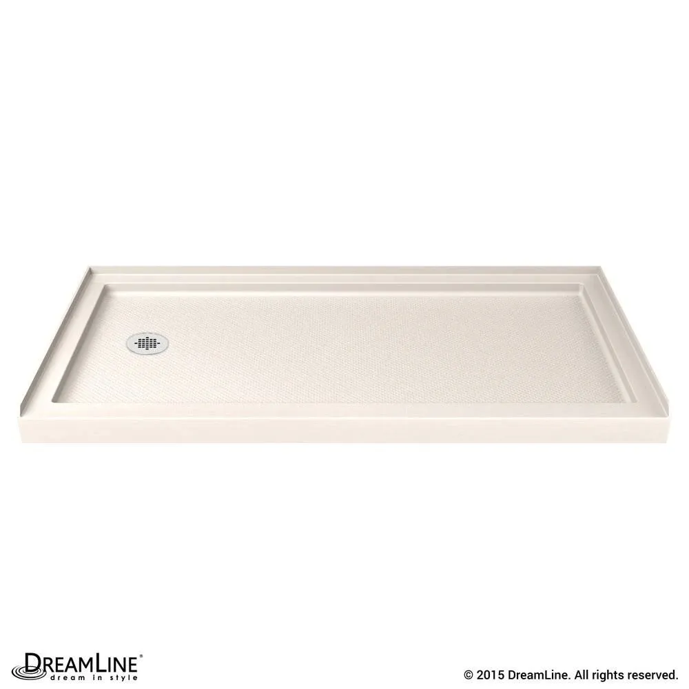 SlimLine 60 in. x 36 in. Single Threshold Shower Base in White with Center Drain