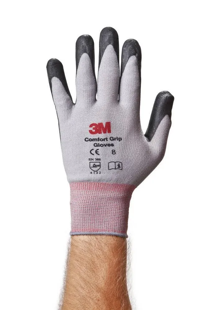 3M Comfort Grip Glove CGM-GU, General Use, Size M, foamed nitrile palm provides excellent grip, even in wet or oily conditions