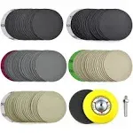 poliwell 3 inch assorted 800/1000/2000/3000/5000 grit high performance heavy duty silicon carbide wet/dry hook & loop