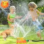 Water Sprinkler for Kids Toddlers Sprinklers with Roating Spray Nozzles Attaches Garden Water Hose Outdoor Play Outside Toys 1-3 2-4 Summer Backyard Lawn Game Yard Water Toy for Kids 3-5 4-8 Boy Girl