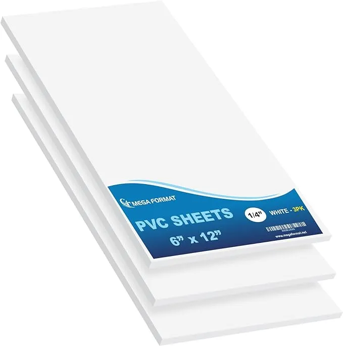 Mega Format Expanded PVC Plastic Sheets - 6 x 12 Rigid White Sheet for Crafts, Signage, Displays - Sintra, Celtec PVC Board - W