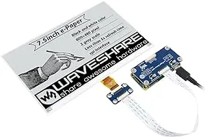 Waveshare 7.5inch E-Ink Display HAT Compatible with Raspberry Pi 5/4B/3B/Zero/Zero W/Zero 2W/Pico/Pico W/Pico WH, 800×480 Resolution SPI Interface