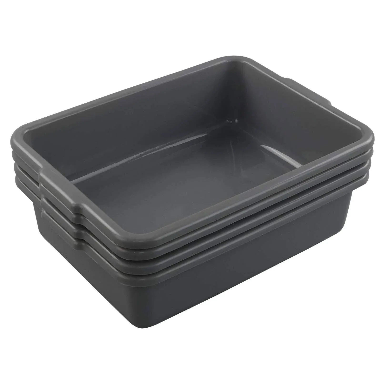 4 Packs 8 Liter Grey Commercial Bus Tub Box Tote Dishpan