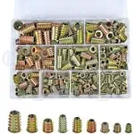 200 Pcs 9 Size M4/M5/M6/M8/M10 Nut Inserts - Zinc Alloy Hex Socket Drive Metric Screw Inserts Assortment Threaded Inserts for Wood, Bolt Fastener Connector for Wood Furniture Screw-in Nut