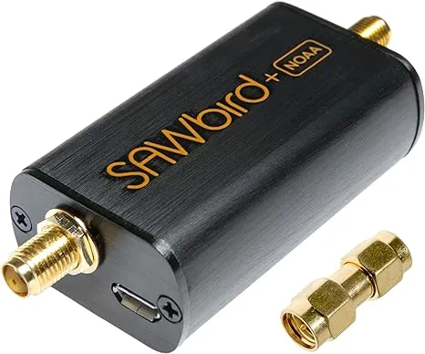 Nooelec SAWbird NOAA - Premium LNA and Saw Filter for Weather Satellite Applications. Ultra-Low Noise Amplifier Module to Capture NOAA (APT) & Meteor M2 Images. 137MHz Center Frequency, 20dB Gain