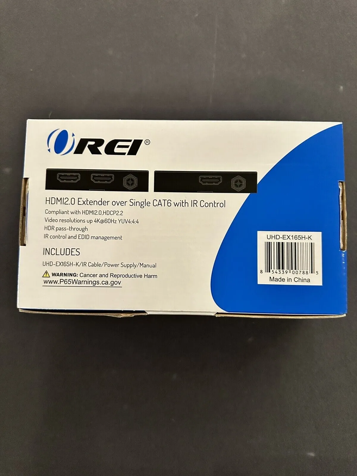 OREI HDMI Extender UltraHD Over Single Cat6/Cat7 Cable 4K @ 60Hz with HDR & IR Control - Up to 165 ft EDID Management