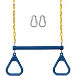 Jungle Gym Kingdom Swing Sets for Backyard, Monkey Bars & Swingset Accessories - Set Includes 18" Trapeze Swing Bar & 48" Heavy Duty Chain with Locking Carabiners - Outdoor Play Equipment (Blue)