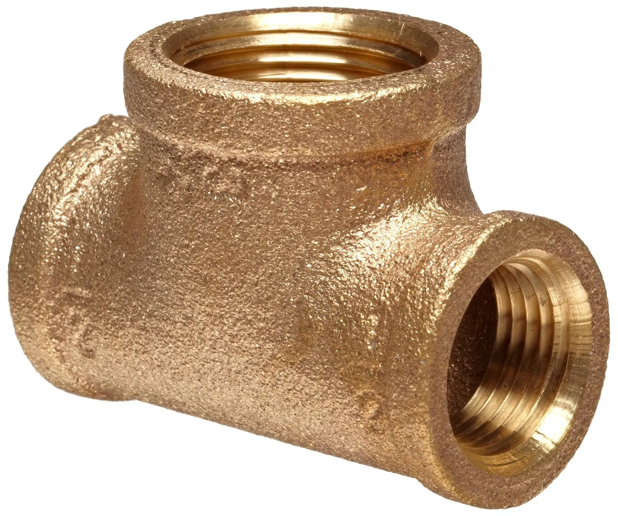 Anderson Metals Brass Threaded Pipe Fitting, Reducing Tee, 3/4&#034; x 3/4&#034; x 1/4&#034;